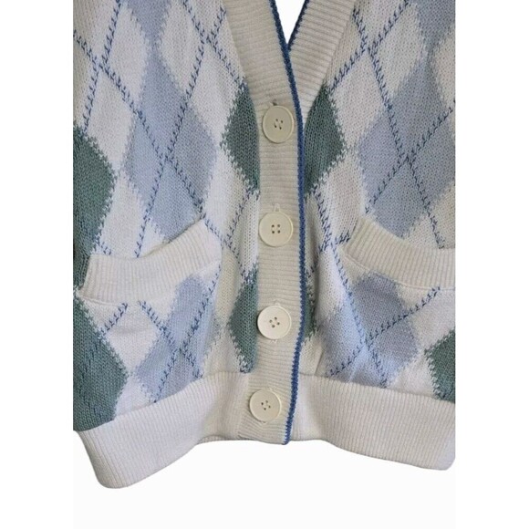 Vintage Mondi Cardigan Women's 34 US 6 Cream Argoyle Button Front Cotton Crop - Picture 4 of 7